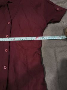 Fitted Maroon Button-Down Shirt