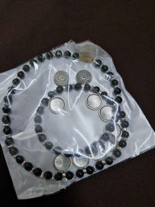 Oxidized Silver Coin Necklace - brand new