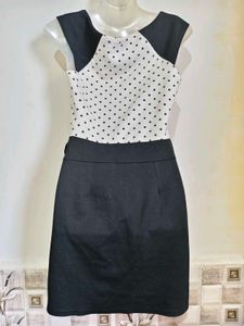 Chic Polka Dot &amp; Black A-Line Dress