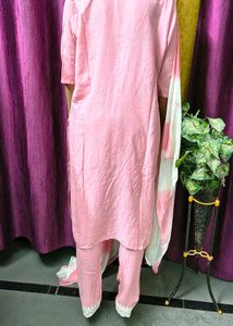 Elegant Pink Chikankari Kurta Plazo dupatta set