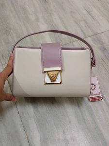 Elegant Cream & Lilac Handbag