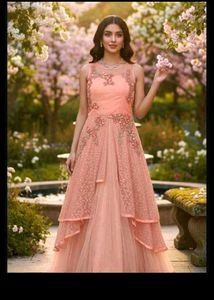 bust 38 Peach Embellished Gown