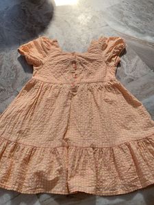 Cute Peach Dress with Pink Bow