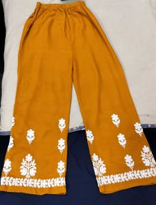 yellow chickenkari plazzo pant