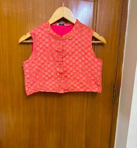 Banarsi Silk Brocade Crop Blouse/ Top