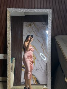 Satin Slip Dress with Ruffle Detail