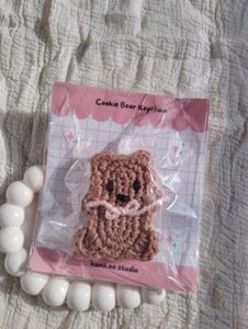 Crochet Cookie Bear Keychain