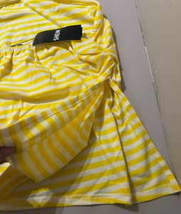 Yellow Striped Strapless Top