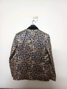 Men’s Printed Jodhpuri Blazer – Black &amp; Gold Flora