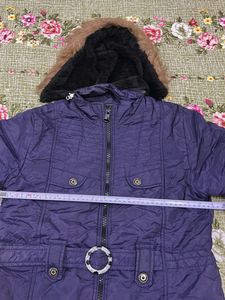 Stylish Blue Winter Jacket with Fur Hood