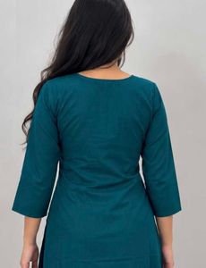 Elegant Teal Kurta with White Embroidery