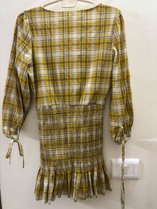 Chic Plaid Smocked Waist Mini Dress