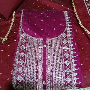 Unstitched Chanderi Suit