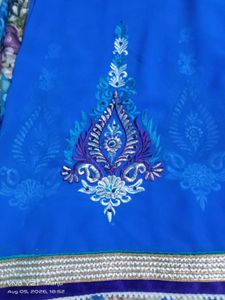 Blue Embroidery daily wear saree