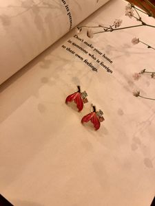 Charming Red Flower Stud Earrings