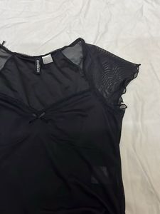 H&amp;M Black Mesh Detail Top