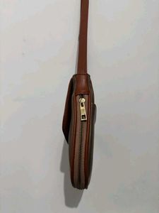 Brown Faux Leather Crossbody Bag