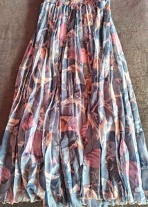 Pleated Floral Maxi Skirt
