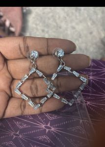 Geometric Drop Earrings with Crystals