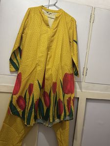 Yellow Cotton Kurta Set