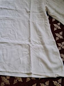 White Embroidered Short Kurti