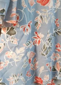 Light Blue Floral Bell Sleeve Top