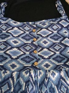 Boho Blue Diamond Print Summer Dress