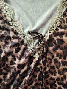 Leopard Print Lace-Up Long Sleeve Top