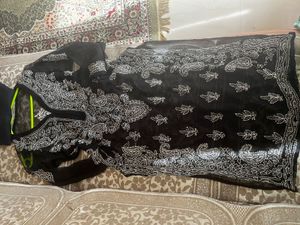 Elegant Black Chikankari Kurta Set never used