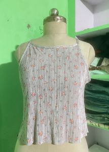 Pleated Floral Tank Top