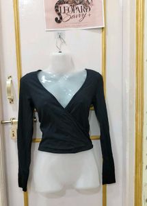 Chic Black Wrap Top