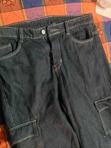Dark black Cargo denim jeans