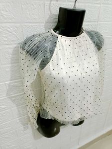 🌸 Zara Brand Polka Dot Net Crop Top🌸