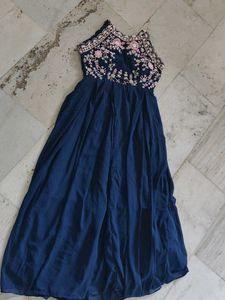 Navy Blue Embroidered Ethnic Gown