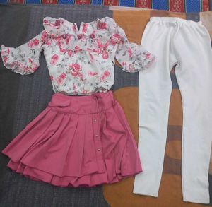 Floral Top & Pink Skirt Set