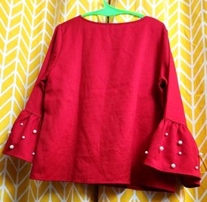 Red Bell Sleeve Top