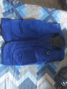 Blue Ethnic Waistcoat for Men
