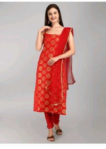 Red & Gold Kurta Set dupatta not available