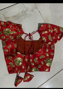 Red Silk Skirt with Gold Embellishments