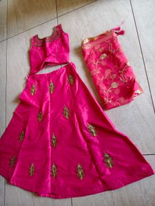Stunning Pink Embroidered Lehenga Set