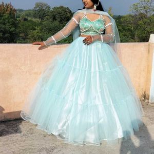 Stunning Sky Blue Lehenga Choli