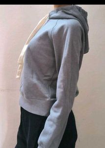 Gray Cropped Hoodie