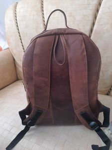Genuine Leather Unisex Backpack And Perfume Set