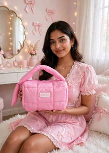 Pink Puffer Shoulder Bag