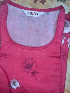 Pink Floral Sleeveless Kurti