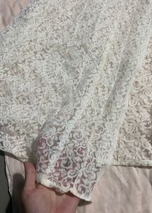 Full Elegant White Lace Dress