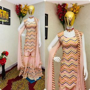 Elegant Pink Embroidered Sharara Suit
