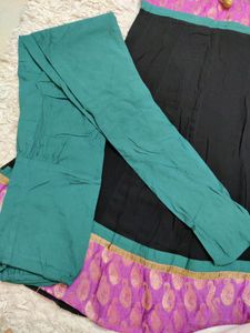 Anarkali/ chudidar 3 piece set, black and purple