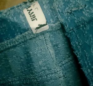 Light Wash Textured Wide Leg Jeans