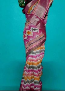 pink lenin cotton saree
